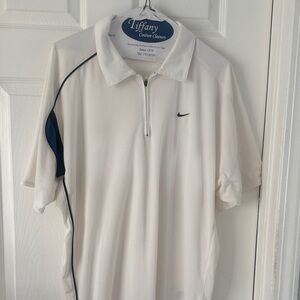 Nike Men's Cream and Navy Golf Polo Shirt